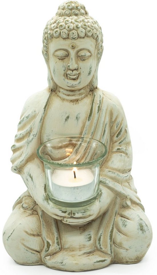 NOOR LIVING Teelichthalter Buddha (1 St), aus Terrakotta, Höhe ca. 24 cm von NOOR LIVING