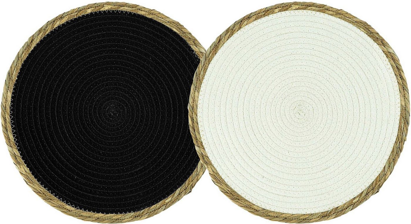 Platzset, Platzmatte mit Seegrasumrandung, NOOR LIVING, (Set, 2-St), in 2 Farben sortiert, Ø 38 cm von NOOR LIVING