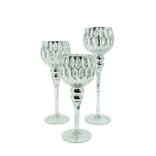 NOOR Living Design Products 10082 Kerzenhalter, Glas, Silber, L von NOOR Living Design Products