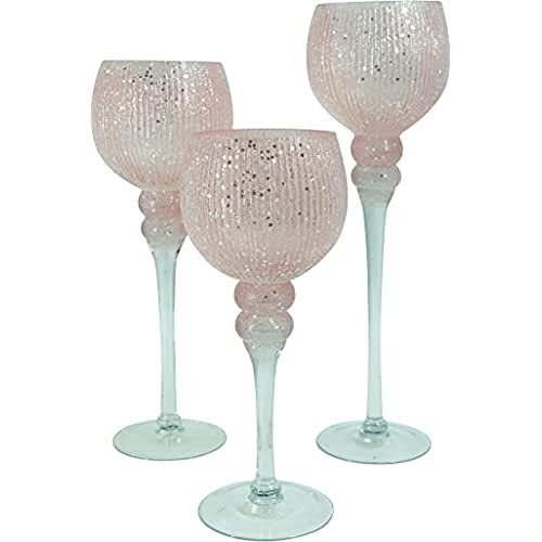 NOOR Living Design Products 10084 Kerzenhalter, Glas, Rosa, L von NOOR Living Design Products