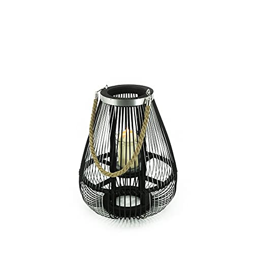 NOOR Living Design Products 62114 Windlicht, Bambus, Schwarz, Silber, M von NOOR Living Design Products