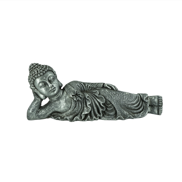 Buddha liegend MGO, grau-silber, 57x16x23,5cm von NOOR Living