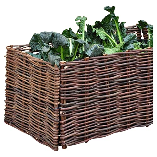 NOOR Hochbeet aus Weide (100 x 40 x 40cm) I Einfach zu montierende Pflanzbox I Kleines Gemüsebeet mit Tasche für einen einfachen Transport von NOOR