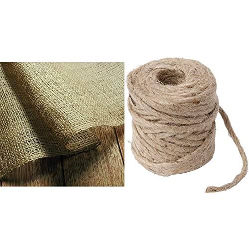 NOOR Jute-Zuschnitt Standard 1,8 x 6 m, Jute-Rolle zum Adventskalender selber basteln, Natur & Windhager Jute-Schnur Jutegarn Bindegarn Bindeschnur, natur, 4 mm x 50 m, 06158, beige von NOOR