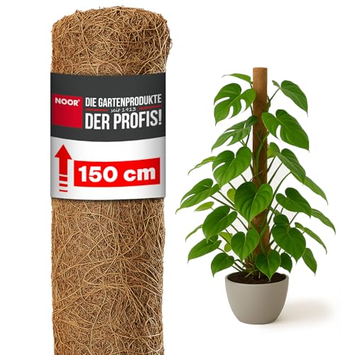 NOOR Kokos-Rankhilfe mit Holzstiel - verlängerbare Pflanzhilfe aus 100 % Naturmaterial - stabile Kletterhilfe für Pflanzen, dekorativ & nachhaltig - Kokosstab 150 x 7 cm Ø von NOOR