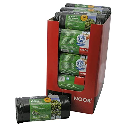 NOOR Müllsack Profi ‘M’ 60 L I Schwarze, recycelbare Müllsäcke mit Zugband für eine einfache Verwendung I Extra starke Haushalts- und Gartenabfallsäcke I 20er Rolle NOOR Müllsack Profi ‘M’ 60 L I Schwarze, recycelbare Müllsäcke mit Zugband für eine einfache Verwendung I Extra starke Haushalts- und Gartenabfallsäcke I 20er Rolle von NOOR
