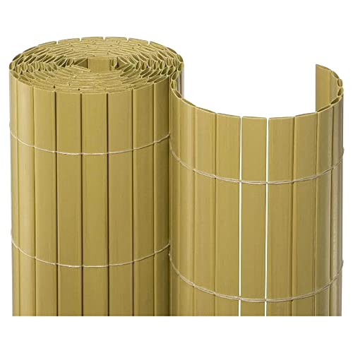 NOOR Sichtschutzmatte PVC 1 x 10m Bambus I Wasserdichter Sichtschutz aus Kunststoff für Gärten I UV-beständige Zaunmatte für Tennisplätze und Balkone von NOOR