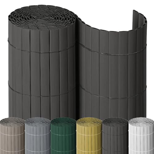 NOOR PVC Sichtschutzmatte - wetterfester Sichtschutzzaun für Balkon, Terrasse und Garten - stabile Balkonverkleidung als Sichtschutz - einfache Montage der Zaunblende - Anthrazit 100 cm x 3 m von NOOR