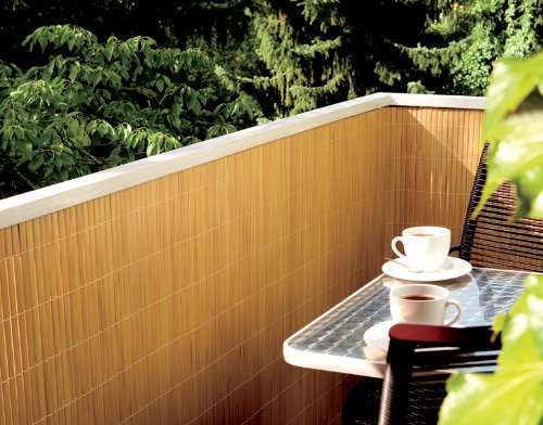 NOOR PVC Sichtschutzmatte - wetterfester Sichtschutzzaun für Balkon, Terrasse und Garten - stabile Balkonverkleidung als Sichtschutz - einfache Montage der Zaunblende - Bambus 90 cm x 3 m von NOOR
