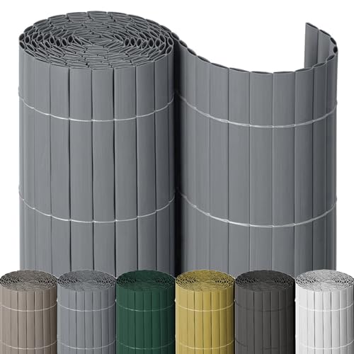 NOOR PVC Sichtschutzmatte - wetterfester Sichtschutzzaun für Balkon, Terrasse und Garten - stabile Balkonverkleidung als Sichtschutz - einfache Montage der Zaunblende - Silber 180 cm x 3 m von NOOR