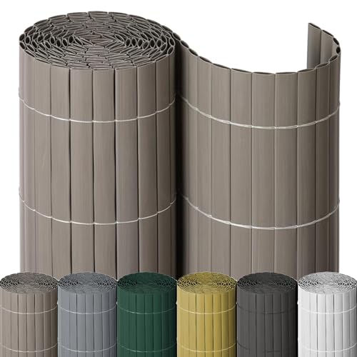 NOOR PVC Sichtschutzmatte - wetterfester Sichtschutzzaun für Balkon, Terrasse und Garten - stabile Balkonverkleidung als Sichtschutz - einfache Montage der Zaunblende - Taupe 90 cm x 3 m von NOOR