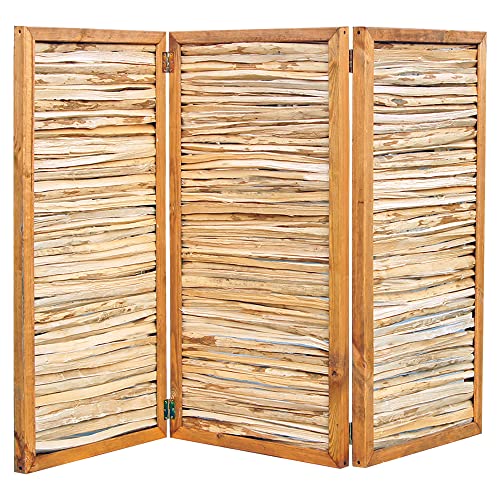 Noor Haselnuss Paravent - Sichtschutz 3-teilig klappbar für Outdoor - wetterfester Windschutz für Terrasse, Garten und Balkon - natürliche Trennwand Holz-Rahmen Gesamtgröße 120x180 cm von NOOR