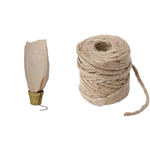 NOOR Premium Winterschutz-Haube XXL 200 x 240 cm mit Reißverschluss & Zugband Beige & Windhager Jute-Schnur Jutegarn Bindegarn Bindeschnur, Natur, 4 mm x 50 m, 06158, beige von NOOR