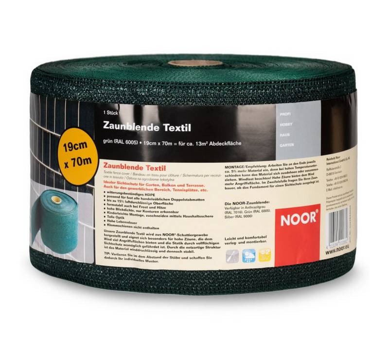 NOOR Sichtschutzstreifen TEXTIL, Winddurchlässiger Schutz für den Zaun - 0,19x70m von NOOR