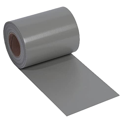 NOOR Sichtschutzstreifen PVC BASIC für Doppelstabmattenzaun - Zaunfolie Rolle steingrau 0,19x35 m - blickdichter Wind- & Sichtschutz - Zaunblende 450 g/m² inkl. 25 Klemmschienen von NOOR