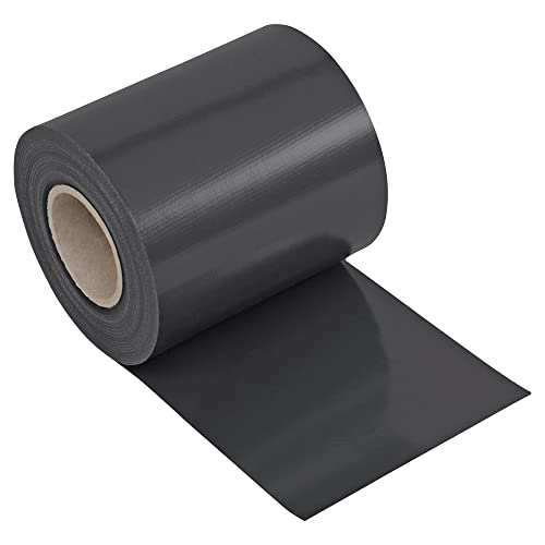 NOOR Sichtschutzstreifen PVC BLICKDICHT für Doppelstabmattenzaun - Zaunsichtschutz Rolle steingrau 0,19x35 m - blickdichter Wind- & Sichtschutz - Zaunblende 630 g/m² inkl. 28 Klemmschienen von NOOR