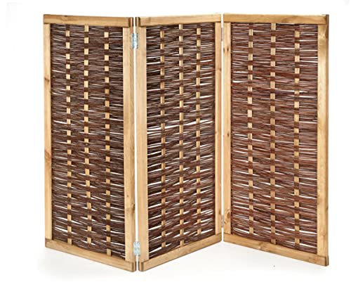 Noor Weiden Paravent Deluxe - Sichtschutz 3-teilig klappbar für Outdoor - wetterfester Windschutz für Terrasse, Garten und Balkon - geflochtene Trennwand mit Kiefernrahmen Gesamtgröße 150x180 cm von NOOR