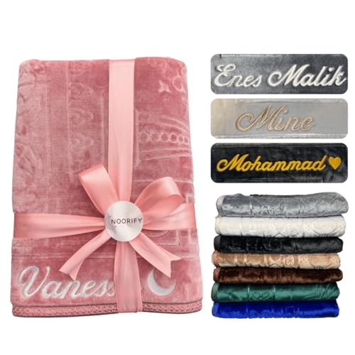 NOORIFY - Gebetsteppich mit Namen - Personalisierter Gebetsteppich - gepolstert 120x80cm (Pink) von NOORIFY