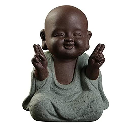 NOPEILVI Keramische kleine süße Buddha Statue Monk Figur Babyhandwerk Puppen Ornamente Geschenk zarte Keramikkunst und Handwerk Teezubehör von NOPEILVI