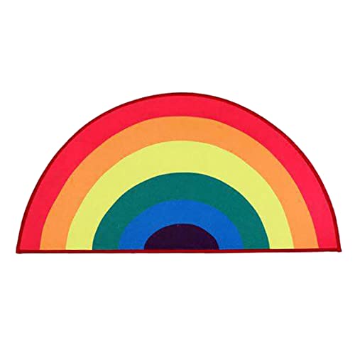 NOPEILVI Regenbogen-Teppich Regenbogen-Fußmatte bunter Teppich Bodenmatte Kinder-Fußmatte Willkommenseingang Fußmatten Halbrunder Teppich für Wohnzimmer Schlafzimmer Dekoration klein von NOPEILVI