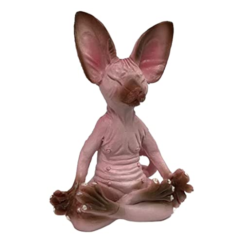 NOPEILVI meditierende Katzenstatue Sphynx Katzendekoration Zen Yoga Katze Figur für Gartenschmuck rosa von NOPEILVI