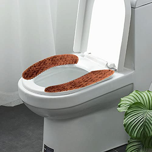 Toilettensitzauflagen,Toilettensitzkissen,Toilettenwärmerauflage,Waschbare Toilettensitzauflage,Dickes Warmes Selbstklebendes Toilettensitzkissenwärmer Toilettensitzauflage für Winter 1 Paar Kaffee von NOPEILVI