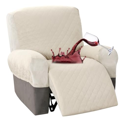 NOPEXTO 100% Wasserdicht Recliner Schonbezüge, 4-teilige Relaxsessel Bezug, Stretchhusse Für Liegesessel Relaxsessel Massagesessel (Groß,Elfenbein) von NOPEXTO