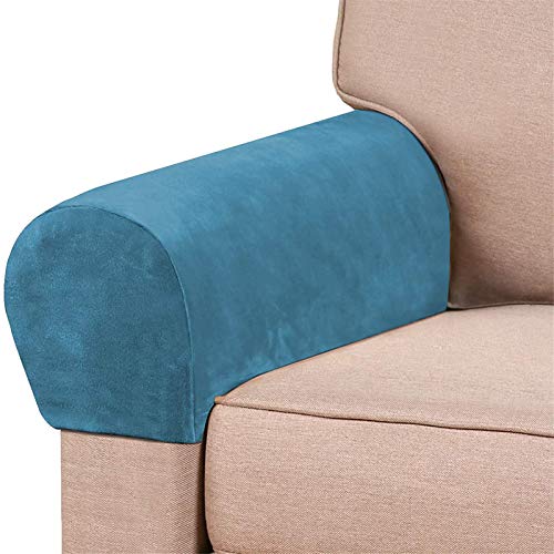 NOPEXTO Couch Armlehnenschoner,Elastische Armlehnenbezüge Stretch Armlehnenschoner Für Sofa (2 Pack,Pfauenblau) von NOPEXTO