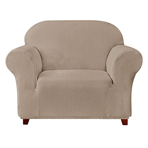 NOPEXTO Couchbezug Sesselbezug Elastischer Antirutsch Stretchhusse Weich Stoff,Jacquard-Stretch-Sofabezug, Schonbezug Für Sofa-Sofahalter (1-Sitzer,Sand) von NOPEXTO