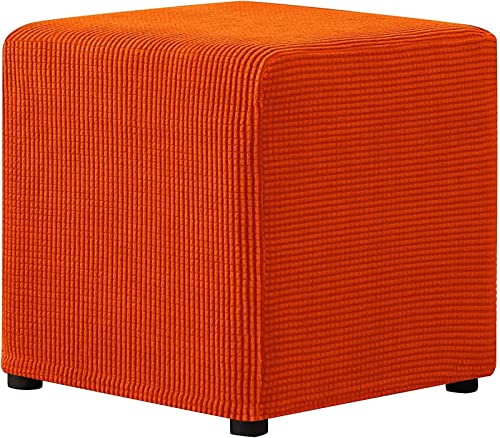 NOPEXTO Hockerbezug Rechteckig Hocker Fußstütze Schonbezug Mit Elastischem Boden, Für Ottomane Quadratisch Überzug Hockerbezug (Orange) von NOPEXTO