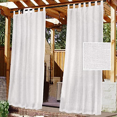 NOPEXTO Outdoor Vorhänge Aussenvorhang Outdoor Gardinen Winddicht Wasserabweisend Sichtschutz Sonnenschutz UVschutz (2×132x274cm,Weiß) von NOPEXTO
