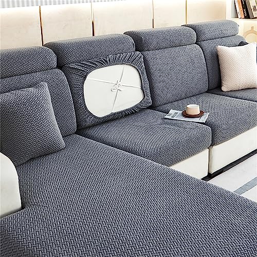 NOPEXTO Sofa Sitzkissenbezug - Universal Sofa Schonbezüge Couch Sitzbezug L-Form, Weich Sofasitzbezug Couch Chaiselüberzüge, Sofa Kissenschutz Bezüge (Large 1 Seater,Grau) von NOPEXTO