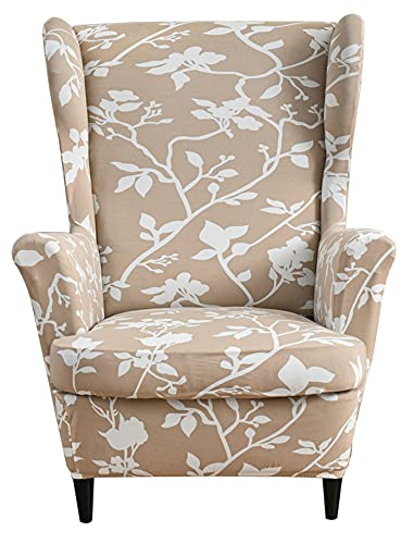 NOPEXTO Stretch Wingback Stuhl Schonbezüge, Sesselbezug Mit Blumen Muster Dekorative Bezug Husse Für Ohrensessel (Mesa) von NOPEXTO