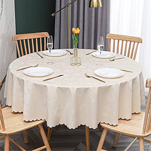 Runde Tischdecke,Tischtuch,Wachstuch Tischdecke Abwaschbar Rund,für Home Küche Dekoration (120cm,Wind Beige) von NOPEXTO