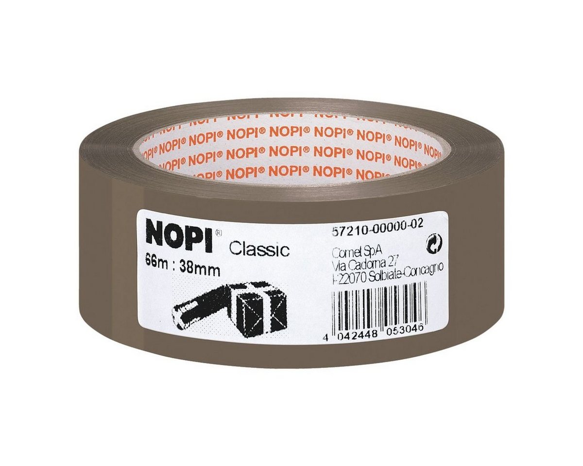 NOPI Klebeband Classic 38 mm/ 66 m, Packband, lösemittelfrei, UV-/ alterungsbeständig von NOPI