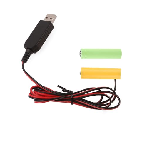 NOPOXA USB 5V 2A to 3V1A Dummy Battery Power Cable Battery Eliminators Line Replace 2x 1.5V LR6 Batteries for Toy Remote von NOPOXA