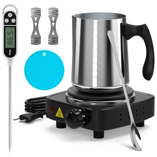 NOPWOK Kerze Making Kit mit elektronischer Kochplatte, Kerze Making Kit für Erwachsene, DIY Starter Kerze Making Supplies, mit 900ml Kerze Make Gießtopf, Rührlöffel, Wicks Halter, Thermometer NOPWOK Kerze Making Kit mit elektronischer Kochplatte, Kerze Making Kit für Erwachsene, DIY Starter Kerze Making Supplies, mit 900ml Kerze Make Gießtopf, Rührlöffel, Wicks Halter, Thermometer von NOPWOK