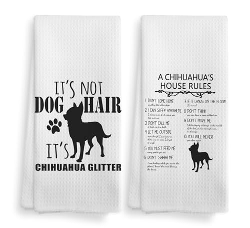 NOQL Chihuahua-Hunde-Küchentücher und Geschirrtücher, 2er-Set, Chihuahua-Geschenke, Hunde-Mutter-Geschenke, Chihuahua-Hundedekoration, Trockentuch, Handtücher, Geschirrtücher für Badezimmer, Küche, von NOQL