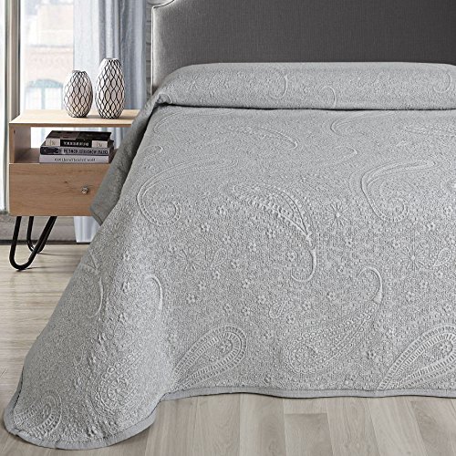 NORA HOME Tagesdecke Piqué Sabri II Jacquard Caschmir (Grau, 180 x 260 cm (Bett 90)) von NORA HOME