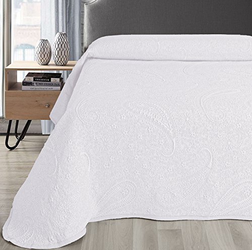 NORA HOME Tagesdecke Piqué Sabri II Jacquard Caschmir (weiß, 180 x 260 cm (für 90-cm-Betten) von NORA HOME