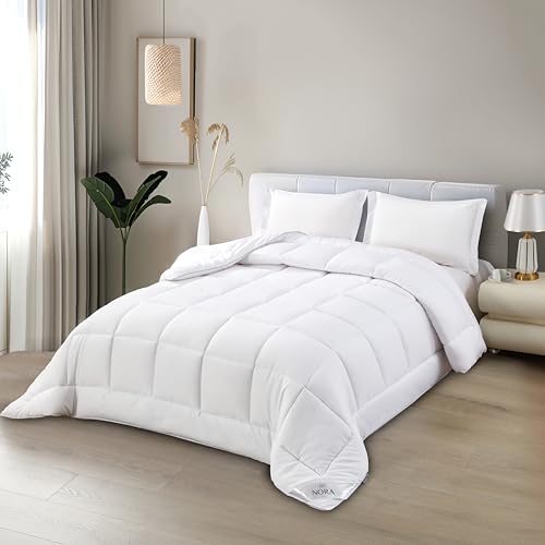 NORA HOME Bettdecke Winterbettdecke 155x220 – 400 GSM 3D Hohlfaser Daunengefühl – Sehr warm, antiallergisch & Anti-Milben, Oeko-TEX Zertifiziert, doppelt Gesteppte Ränder, Weiß - Oslo von NORA HOME