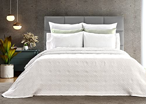 Telma Tagesdecke, für den Sommer, modernes Piqué-Design, für Betten mit einer Breite von 135 cm, Weiß von NORA HOME