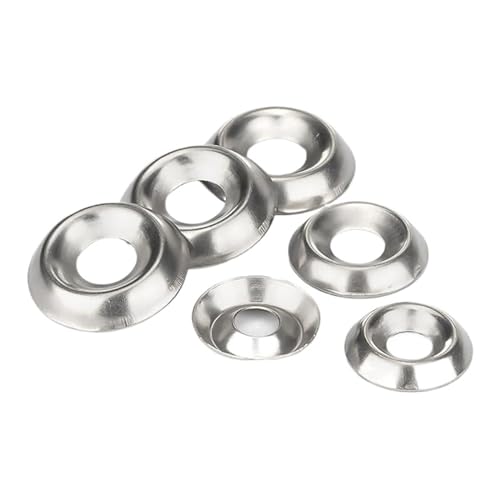 NORAZE 10~100 Stück 304 Edelstahl M3 M4 M5 M6 Konische Unterlegscheibe Senkkopf Konkav-Konvexe Unterlegscheibe Hohle dekorative Fischaugen-Unterlegscheibe (Color : Silver, Size : 10PCS_M4X13X2.5MM) von NORAZE