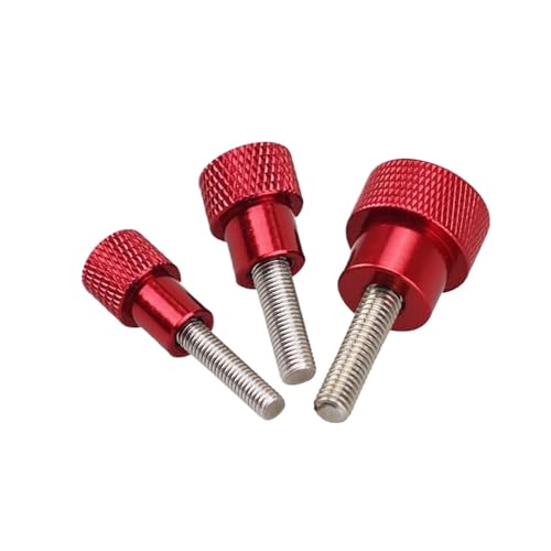 NORAZE M3 M4 M5 M6 M8 M10 Handgriffknopfschrauben Aluminiumlegierung + Edelstahl Rändelschraube Roter Griff Stufenschraube (Color : Red 5PCS, Size : M6x20-D12x20) von NORAZE