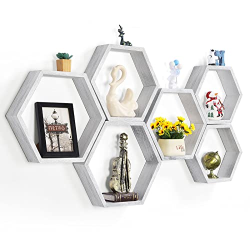Sechseckige Regale 5er Set Sechseckige Schweberegale Wanddekoration Wabenstruktur Schwarz Wandregale Wohnzimmer Schwebende Lagerregal Sechseck Pflanzenregale Schweberegal Geometrisches Regal von NORCEESAN