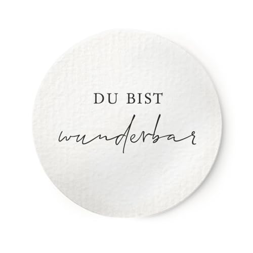 Aufkleber Du bist wunderbar | 10 Stück D 5cm in Schwarz-Weiß mit Zweig | Hochwertiger leicht strukturierter Natur-Sticker Du bist toll ideal für Geschenkverpackung Mitbringsel Karten NORDEULE von NORDEULE