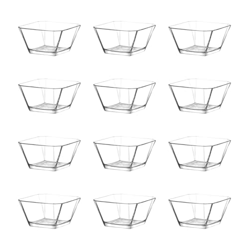 LAV Modern Glas Dessertschalen Set 12, 300ml 100% BLEI FREI Stapelbare Glasschalen, Dessertbecher, Puddingschalen, Dessert Schalen Glas, Obst Servierschalen, Soßenschalen, Dessert Bowls von NORDIC SCHILLER