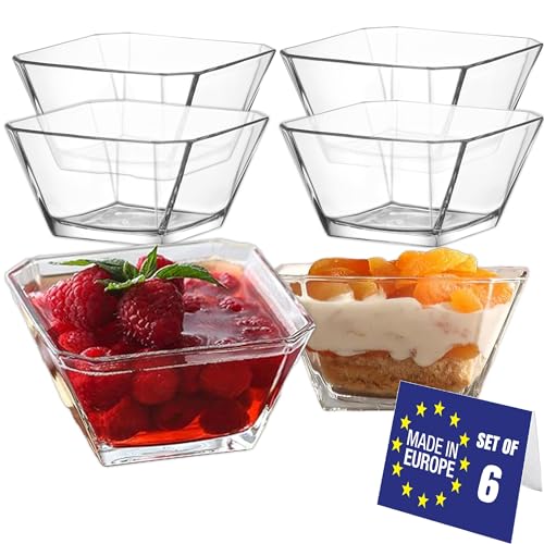 LAV Modern Glas Dessertschalen Set 6, 300ml 100% BLEI FREI Stapelbare Glasschalen, Dessertbecher, Puddingschalen, Dessert Schalen Glas, Obst Servierschalen, Soßenschalen, Dessert Bowls von NORDIC SCHILLER