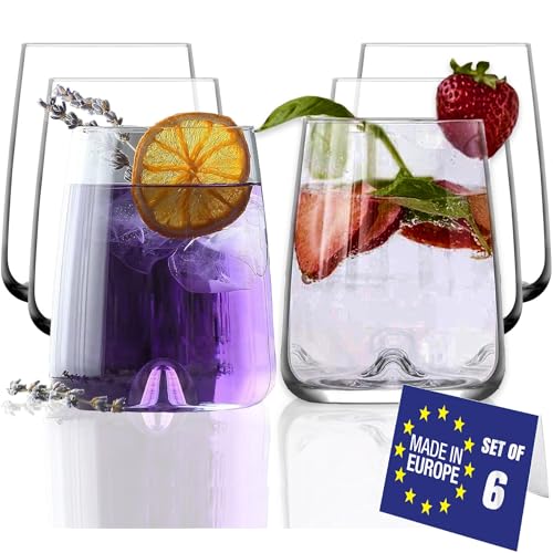 NORDIC SCHILLER Moderne Trinkgläser Groß 475ml, 6er Set%100 BLEI FREI Weinglas, Wassergläser Spülmaschinenfest Coktailgläser Wasserglas Groß Weingläser, Trinkglas Water Glasses Caipirinha Gläser Groß von NORDIC SCHILLER