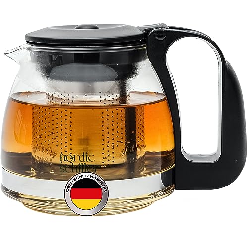 NORDIC SCHILLER Premium Klein Teekanne Glas Hitzebeständig Glaskanne mit Deckel 700ml, Teekanne mit Siebeinsatz Teekanne mit Edelstahl Filter Sieb Tea Maker Teekanne mit Sieb Glas Tee Kanne von NORDIC SCHILLER
